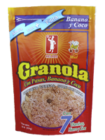 Cereal Granola con Banano, Coco y Miel de Abejas.
